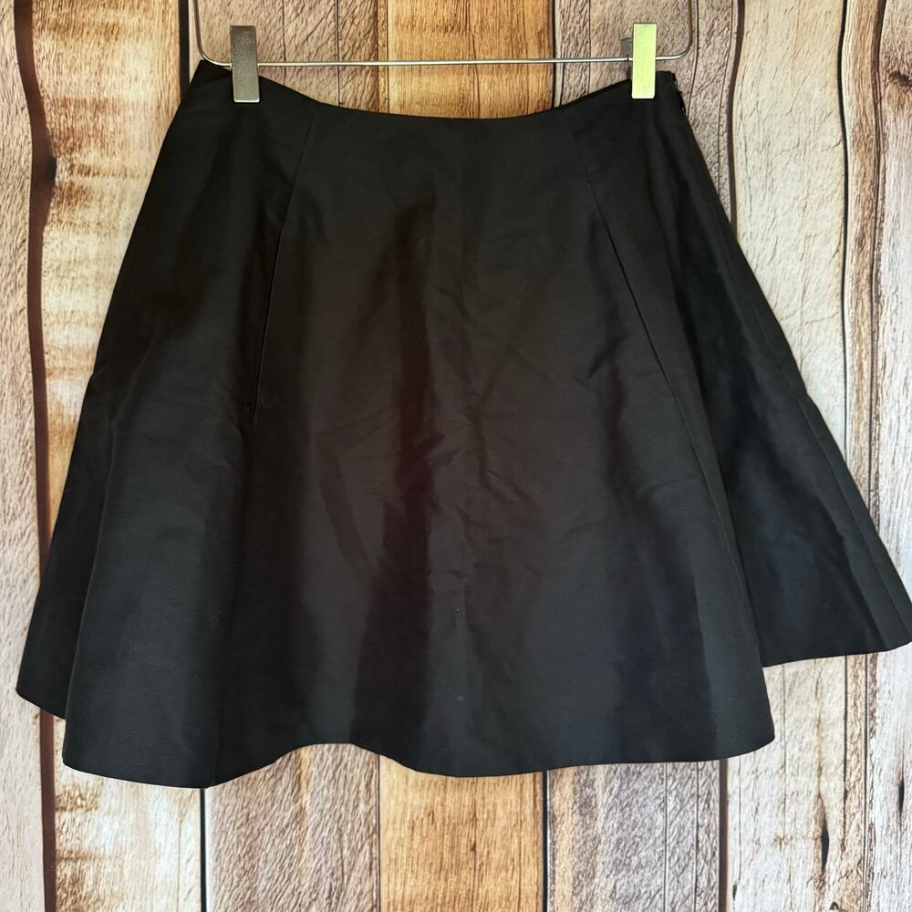 Kate Spade Lula Skirt Black A-Line Cotton Silk Blend High Waist Flare Size 2 NWT